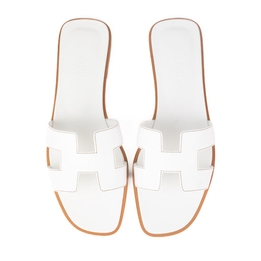 Hermes Oran Sandals in White