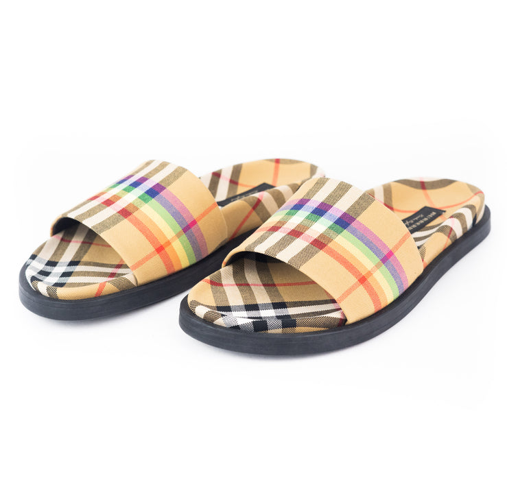 Burberry Rainbow Check Slide Sandals