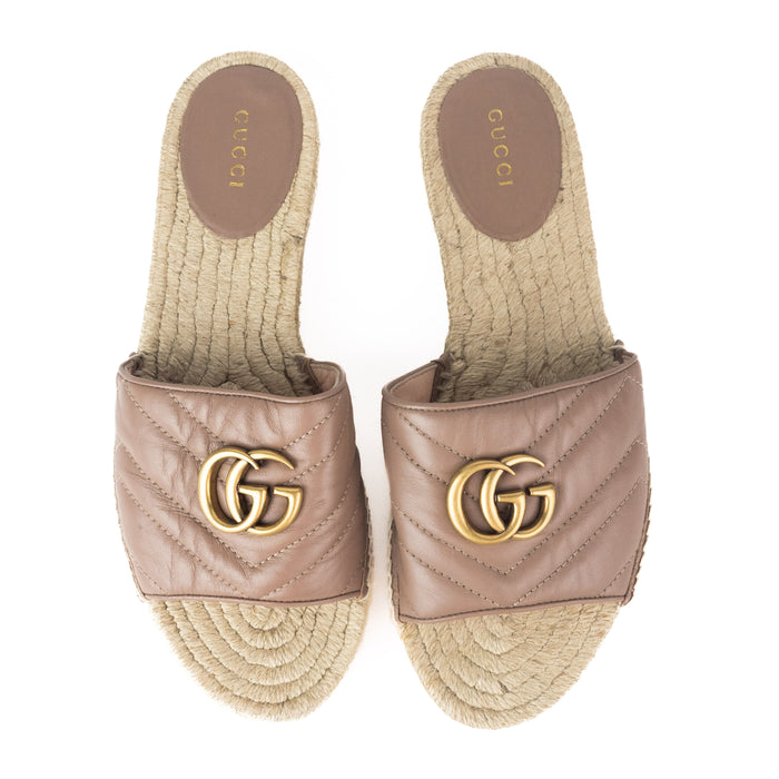 Gucci Marmont Nude Espadrille Sandals