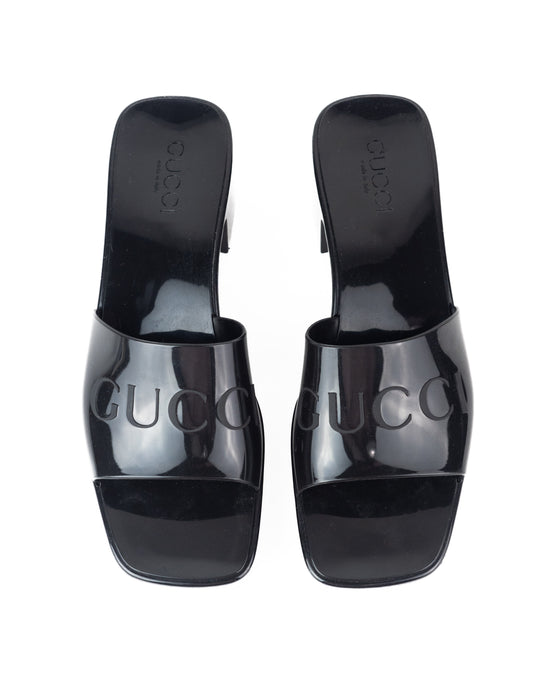 Gucci Rubber Slide Sandals in Black
