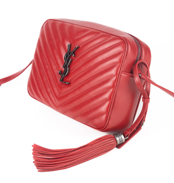 Saint Laurent Lou Camera Bag in Red Quilted Leather