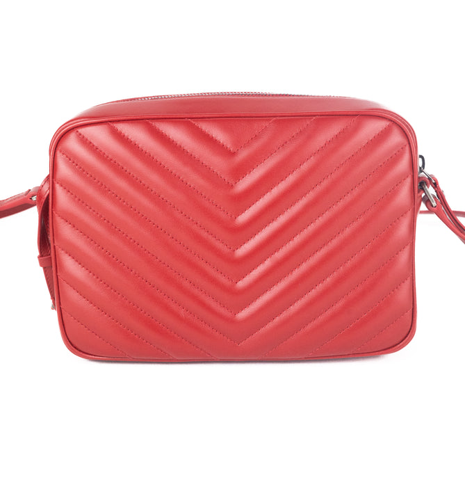 Saint Laurent Lou Camera Bag in Red Quilted Leather
