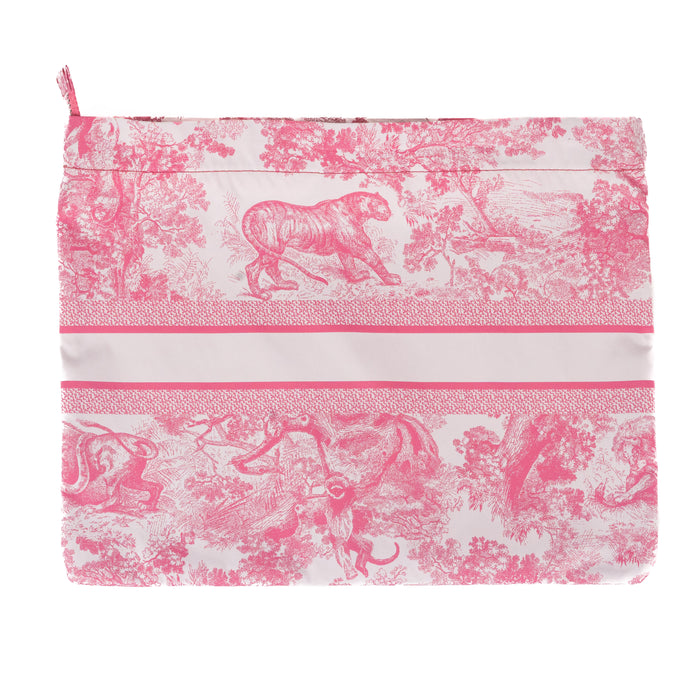 Dior Travel Zipped Pouch in Peony Pink Technical Fabric with Toile de Jouy Motif