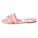 Dior Dway Slides in Peony Pink Toile de Jouy Embroidered Cotton