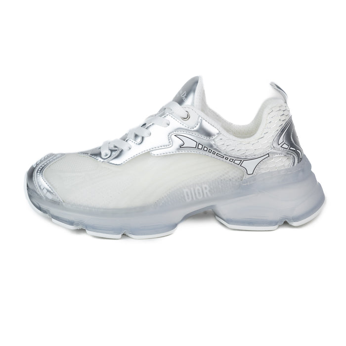 Dior Vibe Sneakers in White Mesh and Silver-Tone Technical Fabric