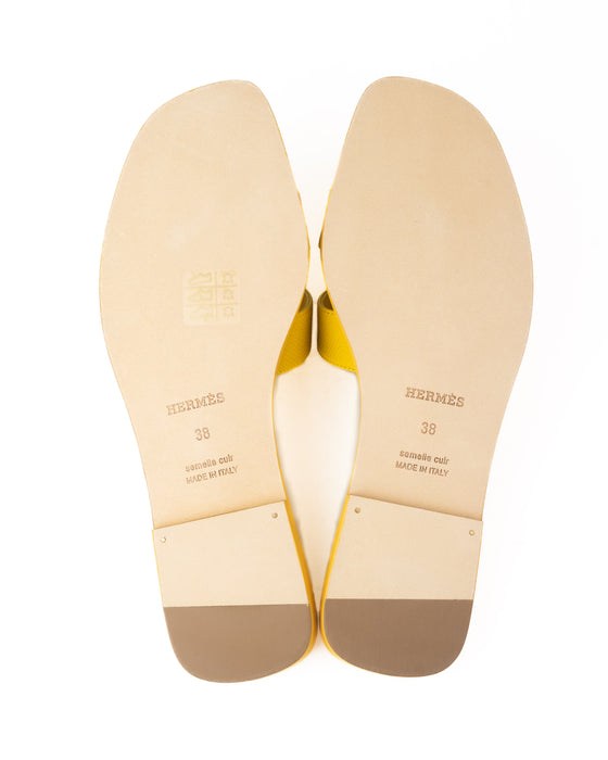 Hermes Oran Sandals in Yellow