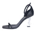 Saint Laurent Opyum Sandals in Black Smooth Leather with Silver-Toned Heel