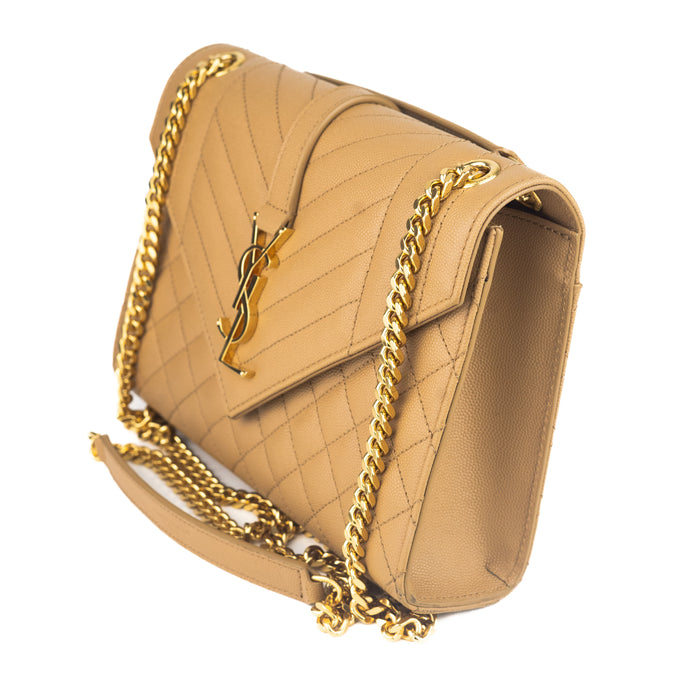 Saint Laurent Medium Tri-Quilt Envelope Bag in Golden Olive