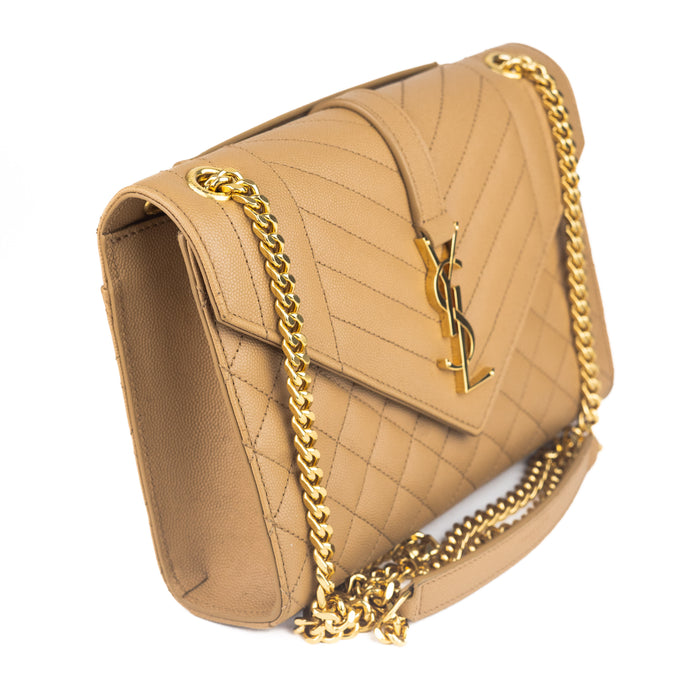 Saint Laurent Medium Tri-Quilt Envelope Bag in Golden Olive