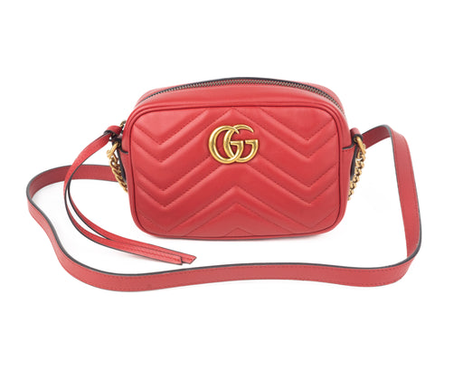 Gucci GG Marmont Matelassé Mini Bag in Red Leather