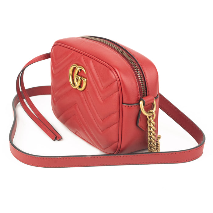 Gucci GG Marmont Matelassé Mini Bag in Red Leather