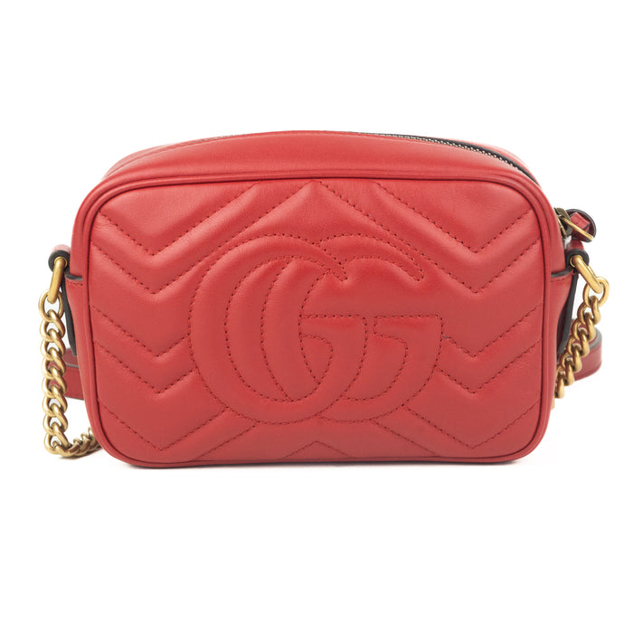 Gucci GG Marmont Matelassé Mini Bag in Red Leather