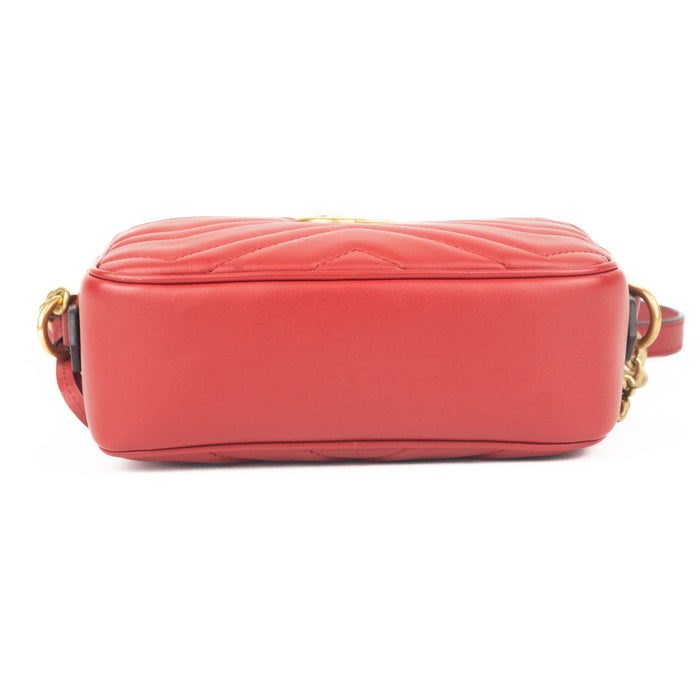 Gucci GG Marmont Matelassé Mini Bag in Red Leather