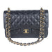 Chanel Large Classic Handbag in Black Grained Calfskin and Gold-Tone Metal