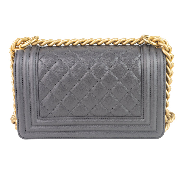 Chanel Grained Calfskin Small Boy bag in grey