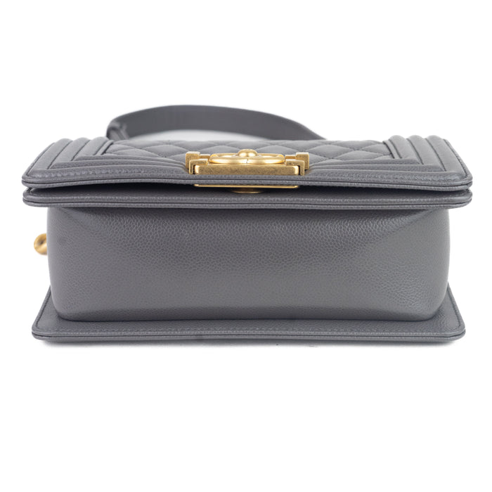 Chanel Grained Calfskin Small Boy bag in grey