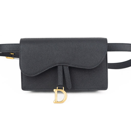 Dior Saddle Belt Pouch in Black Grained Calfskin