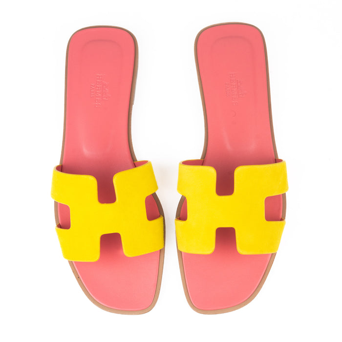 Hermes Oran Sandals in Jaune Sable