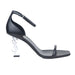 Saint Laurent Opyum Sandals in Black Smooth Leather with Silver-Toned Heel