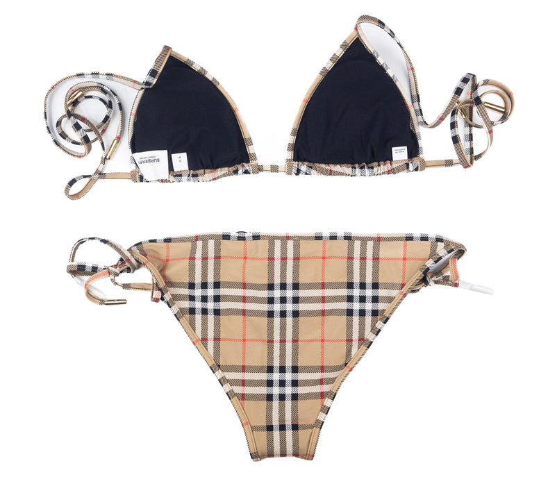 Burberry Vintage Check Triangle Bikini in Archive Beige