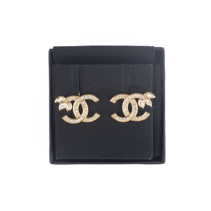 Chanel CC Gold & Crystal Earrings