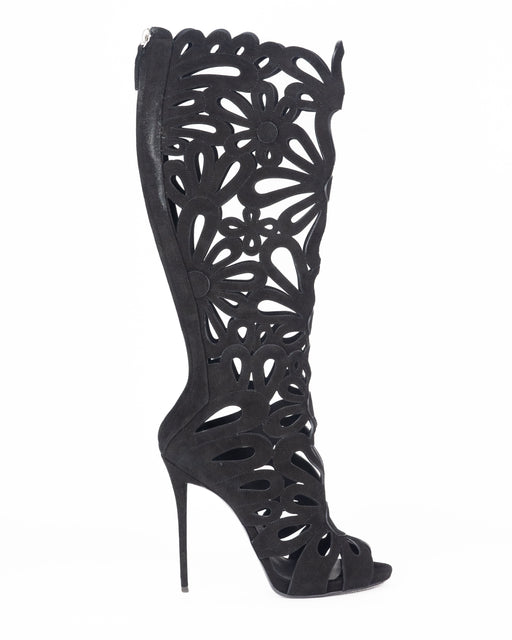 Giuseppe Zanotti Cut out Floral Suede Boots