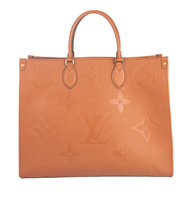 Louis Vuitton On The Go GM Monogram Empreinte Leather in Cognac