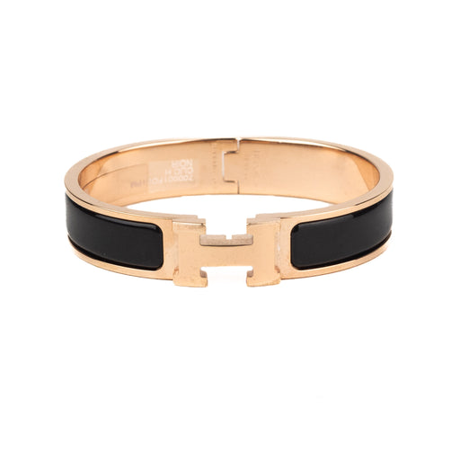 Hermes Rose Gold and Black Clic H Bracelet size PM