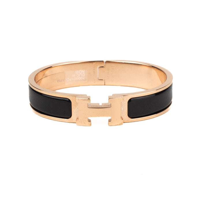 Hermes Rose Gold and Black Clic H Bracelet size PM