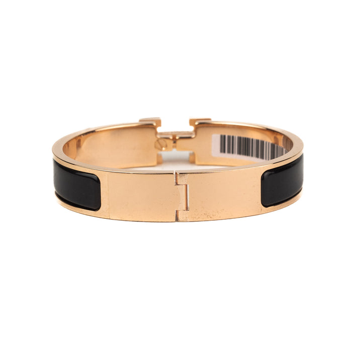 Hermes Rose Gold and Black Clic H Bracelet size PM