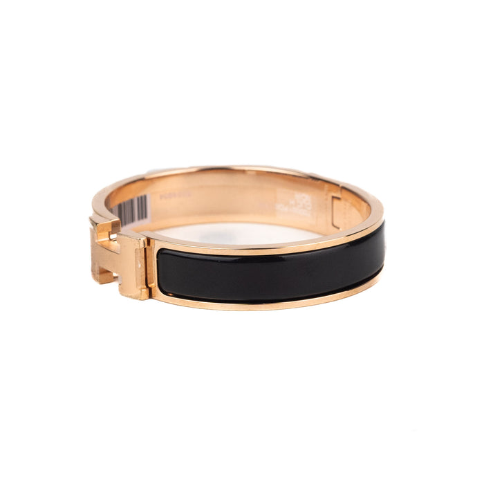 Hermes Rose Gold and Black Clic H Bracelet size PM