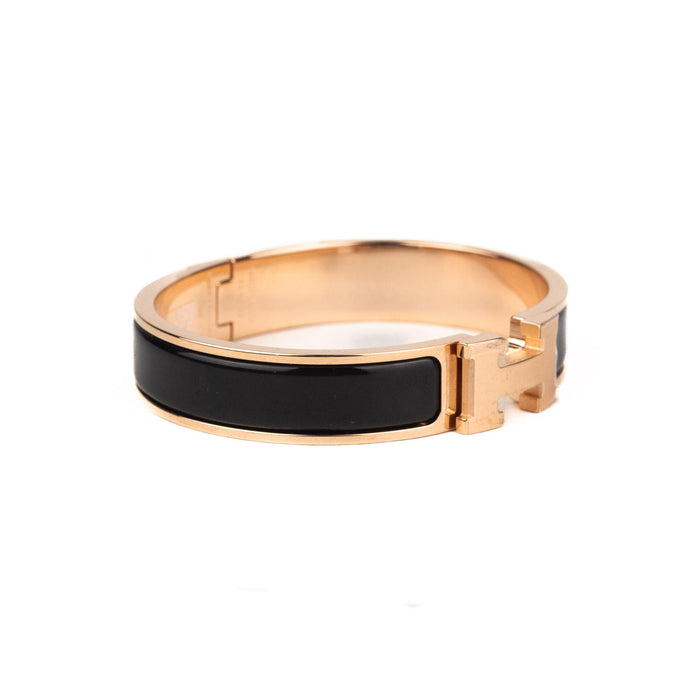 Hermes Rose Gold and Black Clic H Bracelet size PM