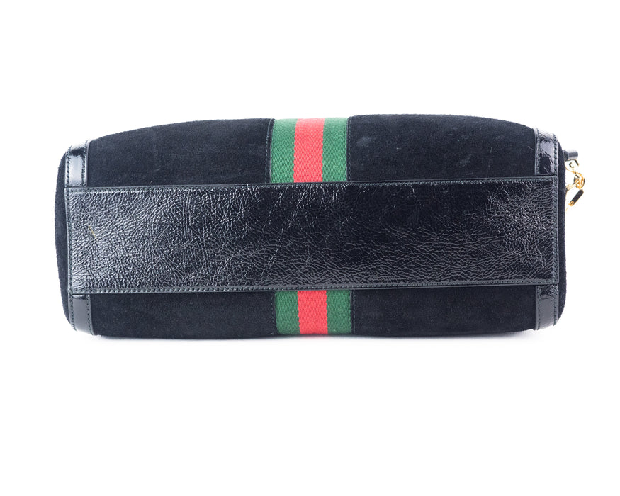 Gucci Ophidia Suede and Leather Top Handle Web Bag