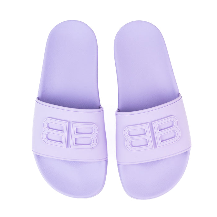 Balenciaga BB Pool Slide Sandals in Purple