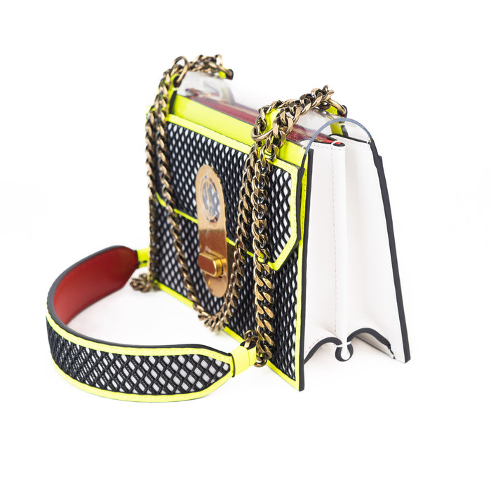 Christian Louboutin Small Elisa Neon Leather and PVC Shoulder Bag