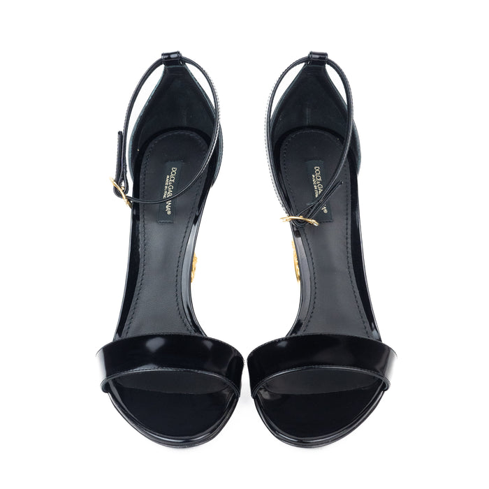 Dolce & Gabbana Keira Sandal with DG Baroque Heel in Black