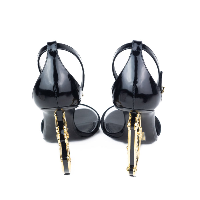Dolce & Gabbana Keira Sandal with DG Baroque Heel in Black