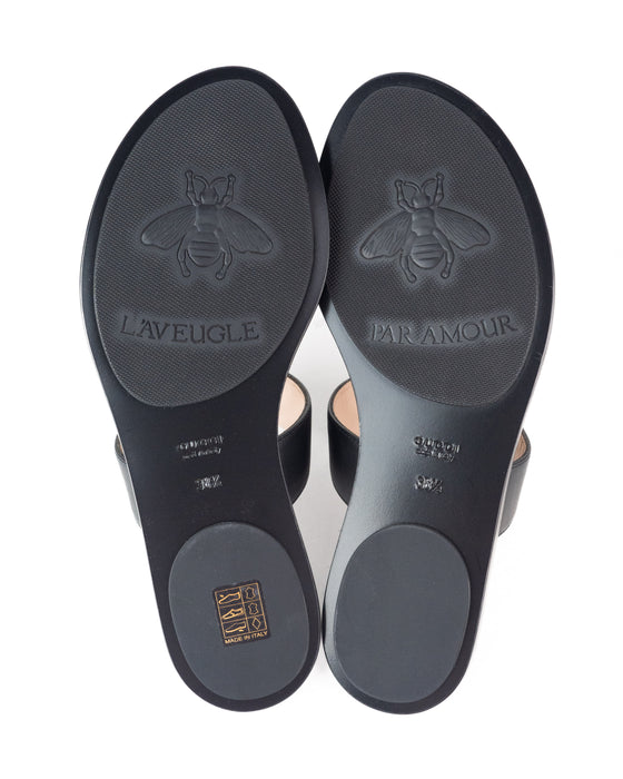 Gucci Leather Thong Sandals With Double G in Black
