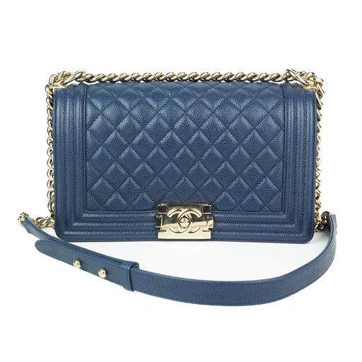 Chanel Caviar Medium Boy Bag in Dark Blue