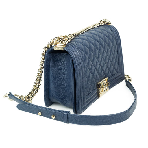 Chanel Caviar Medium Boy Bag in Dark Blue