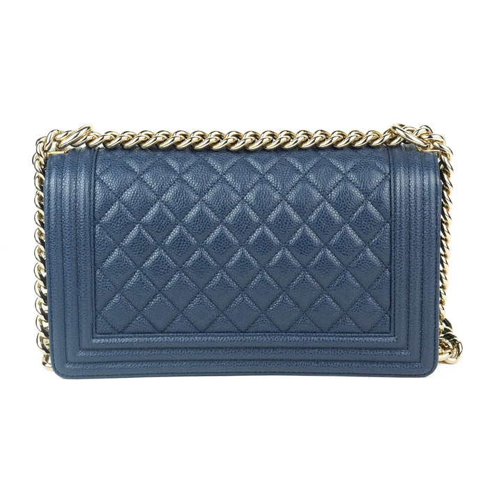 Chanel Caviar Medium Boy Bag in Dark Blue