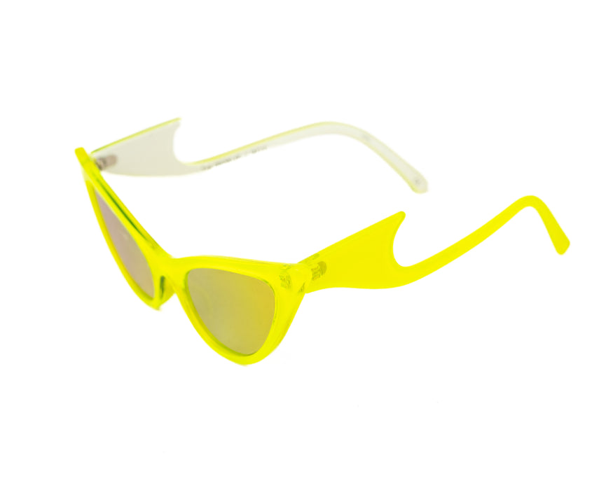 Le Specs x Adam Selman Prowler Cat-Eye Neon Acetate Mirrored Sunglasses
