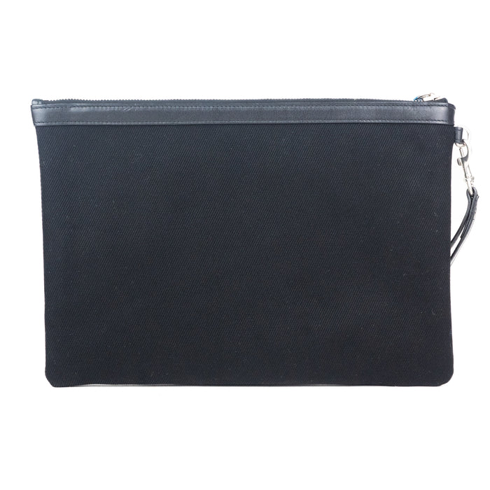 Saint Laurent Rive Gauche Zippered Pouch in Black Bias Canvas