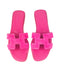 Hermes Leather and Suede Oran Sandals in Fuchsia