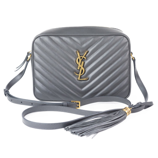 Saint Laurent Lou Matelasse Camera Bag in Light Grey