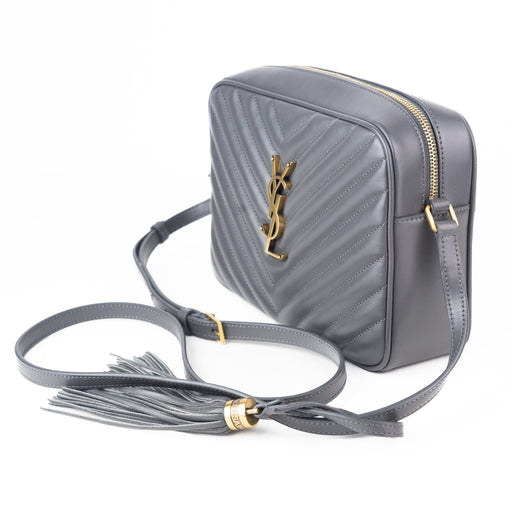 Saint Laurent Lou Matelasse Camera Bag in Light Grey