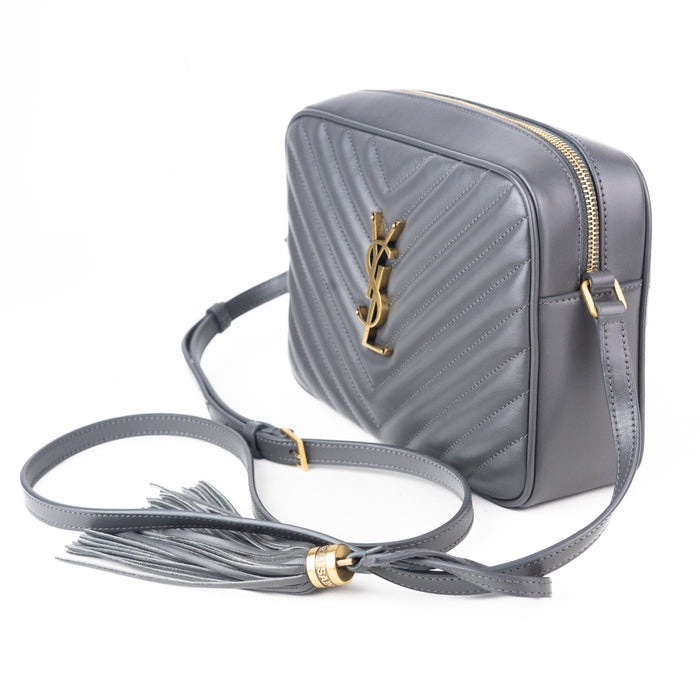 Saint Laurent Lou Matelasse Camera Bag in Light Grey