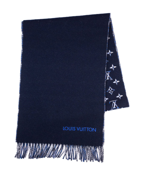 Louis Vuitton Monogram Gradient Tartan City Scarf in Blue