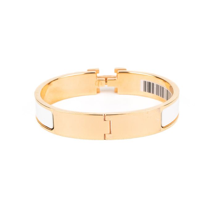 Hermes Rose Gold and White Clic H Bracelet