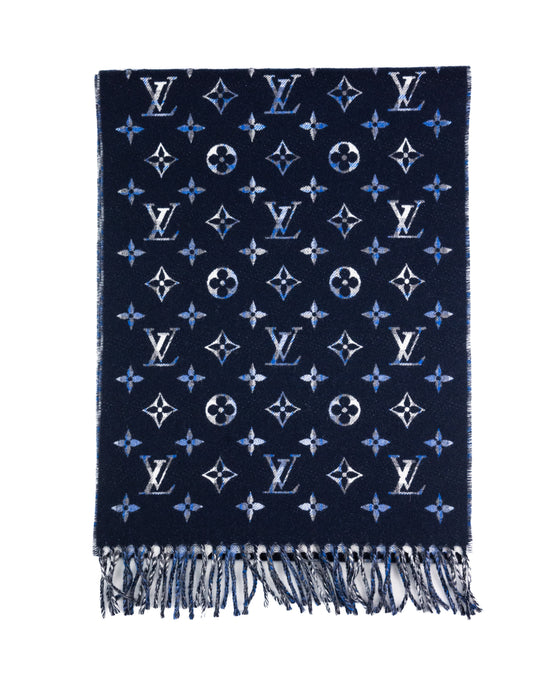 Louis Vuitton Monogram Gradient Tartan City Scarf in Blue